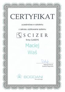 Maciej Waś Certyfikat
